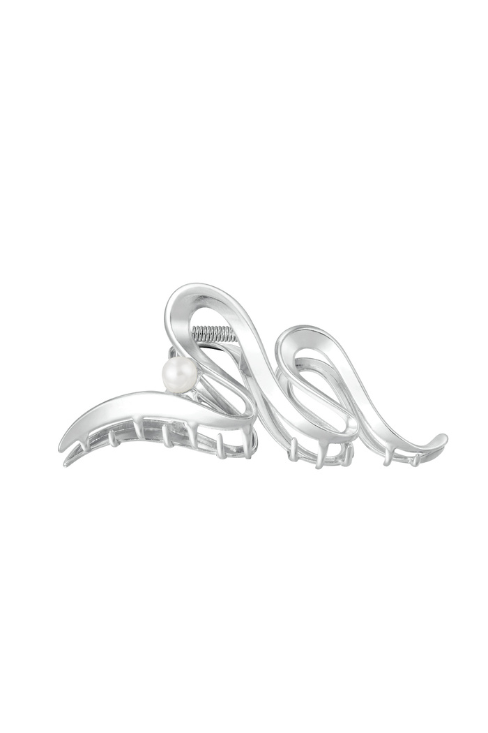 Hair clip curl with pearl - silver Metal 