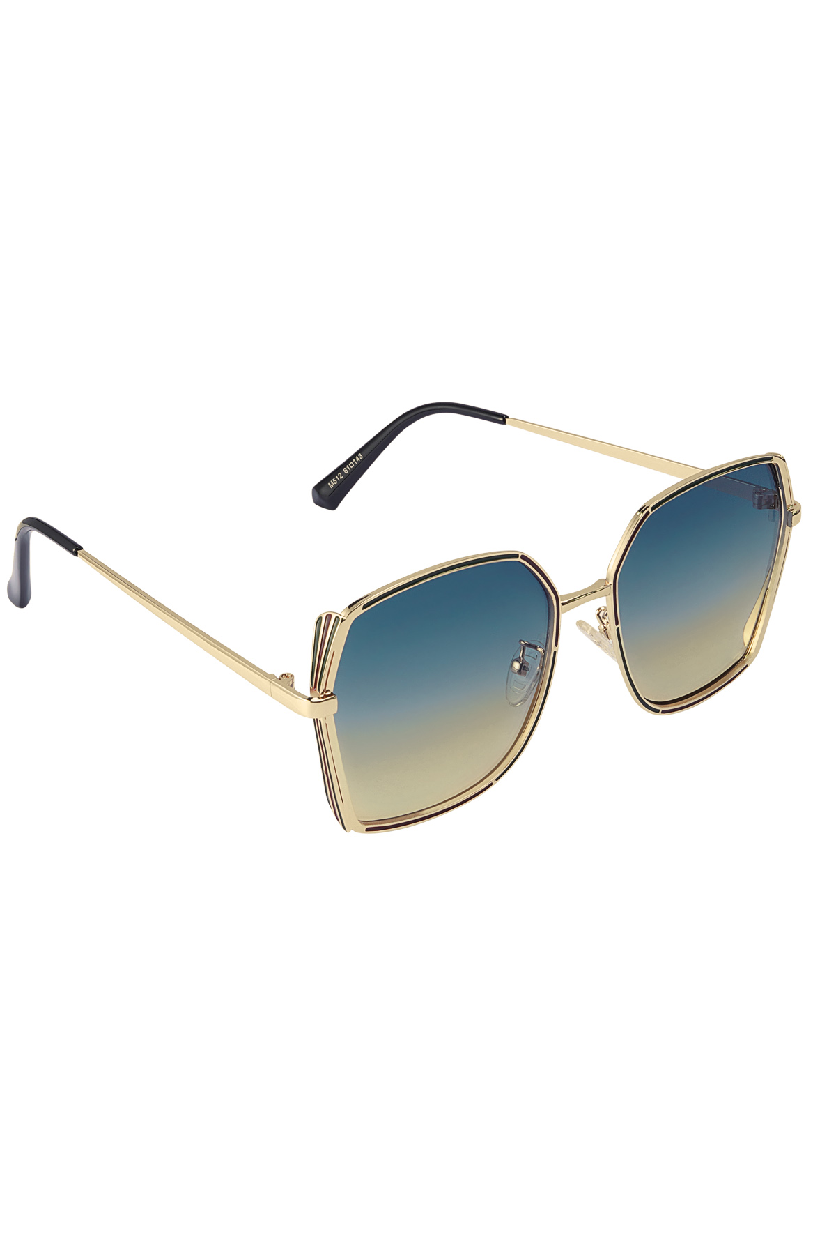 Sunglasses Oval Lenses Gold Detail Exterior Blue h5 