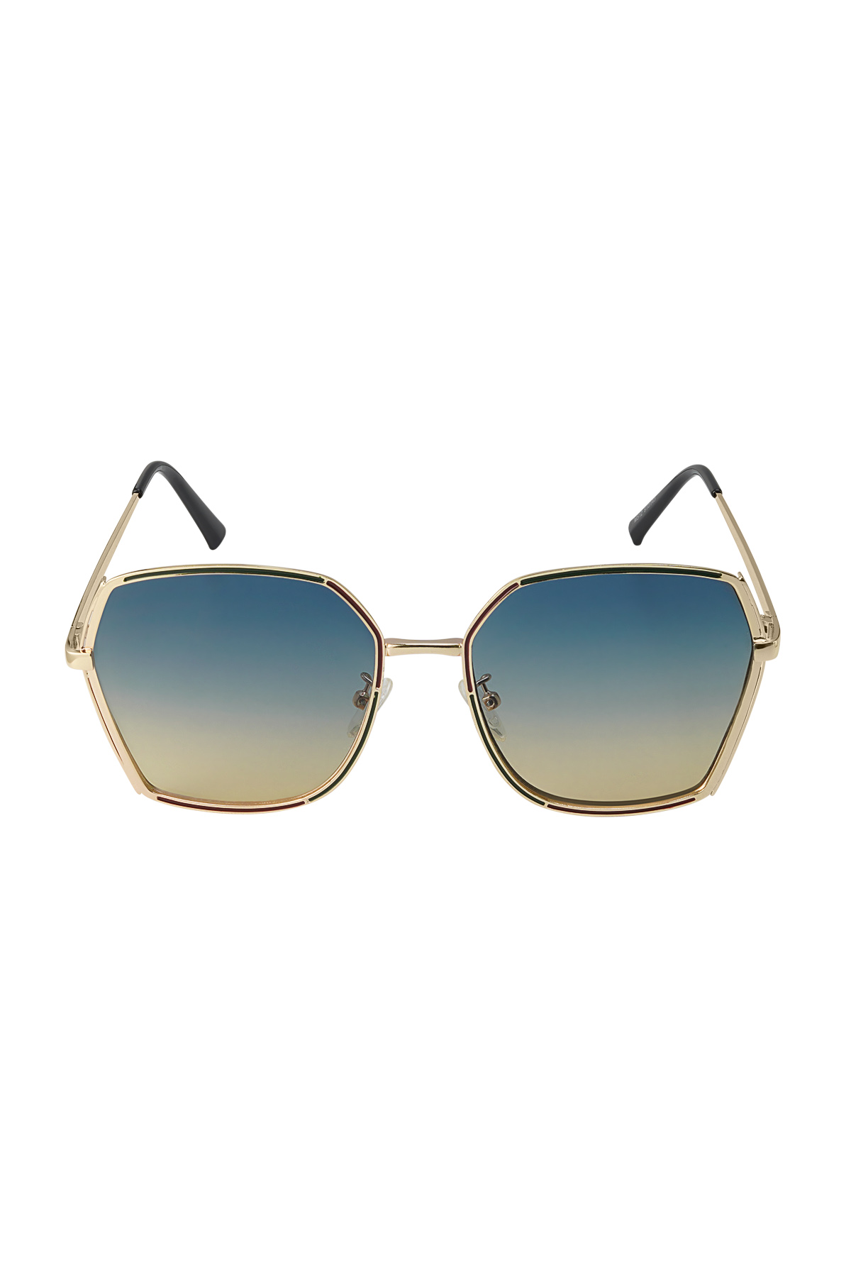 Sunglasses Oval Lenses Gold Detail Exterior Blue Picture3