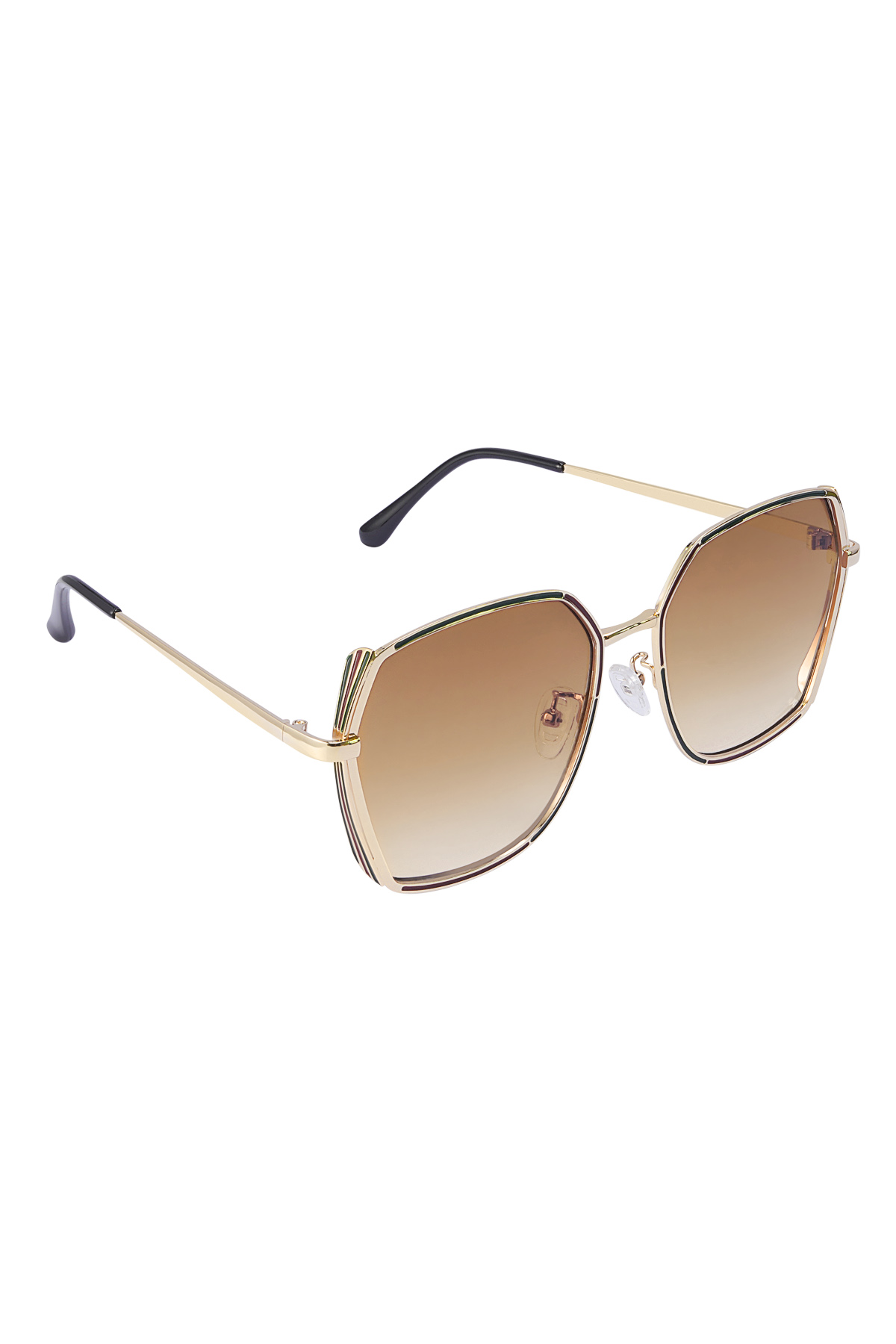 Sunglasses Oval Lenses Gold Detail Exterior Camel h5 