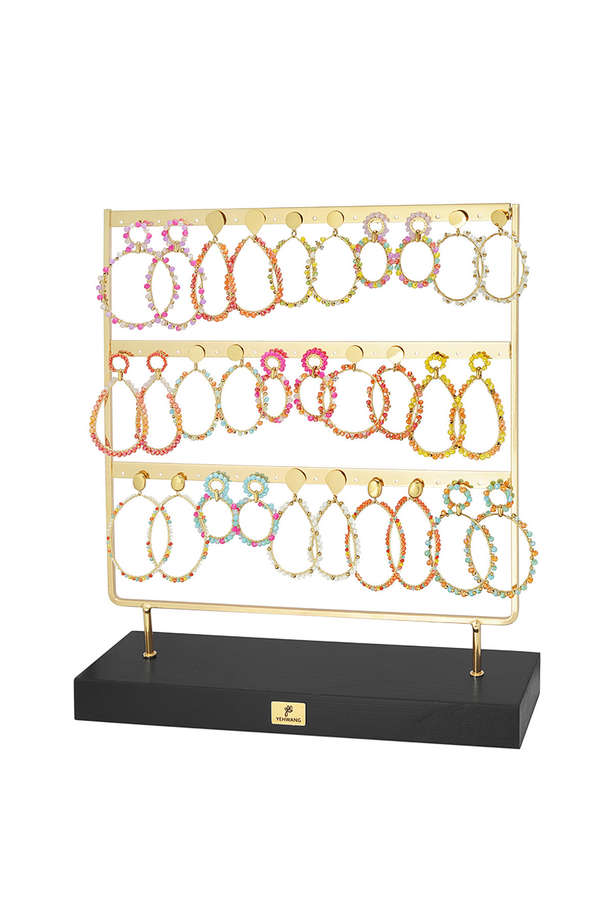 Oorbellen display glaskralen multi - gold