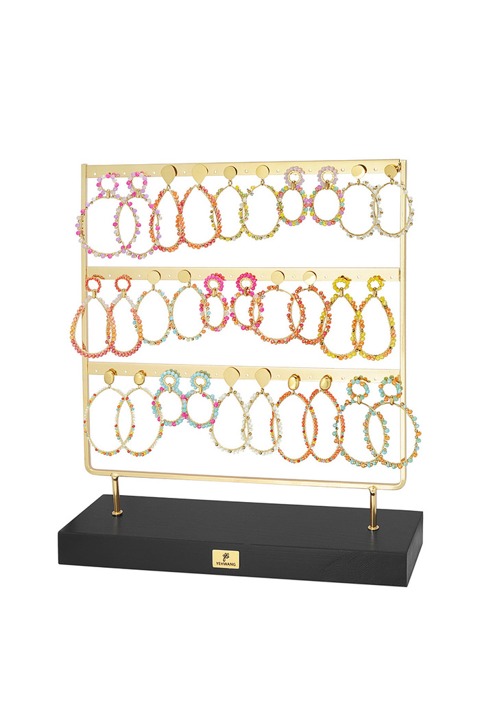 Pendientes display perlas de vidrio multi - oro 