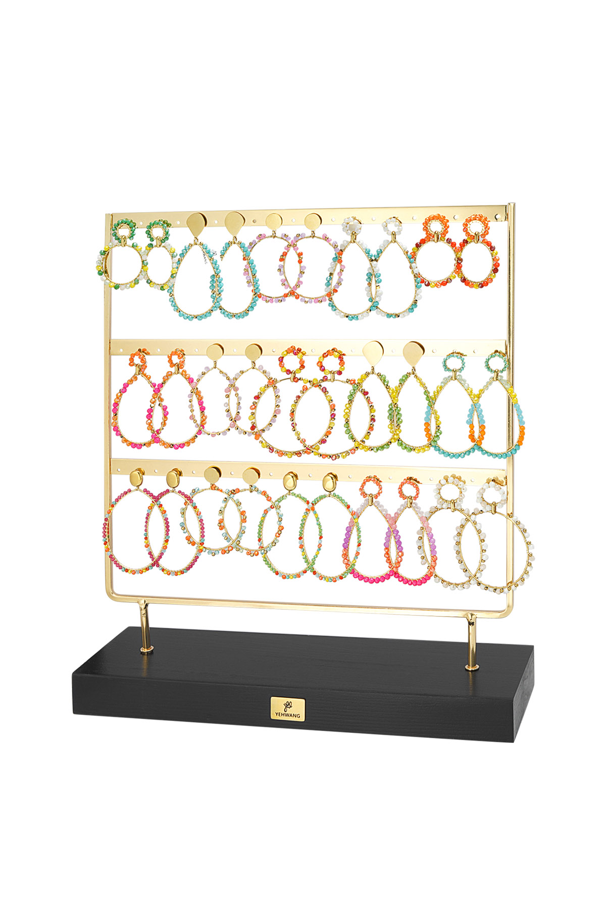Oorbellen display glaskralen kleurrijk - gold
