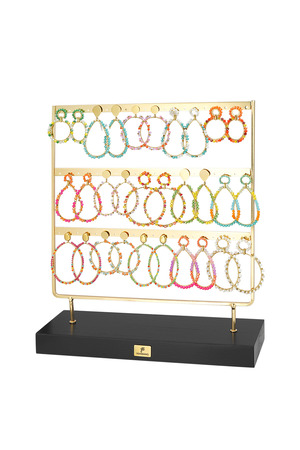 Oorbellen display glaskralen kleurrijk - gold h5 