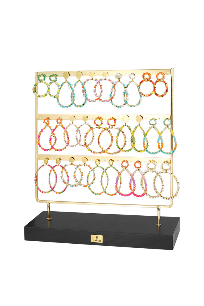 Oorbellen display glaskralen kleurrijk - gold 