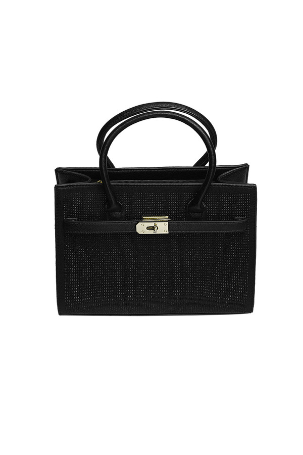 Handbag lock rhinestone - black