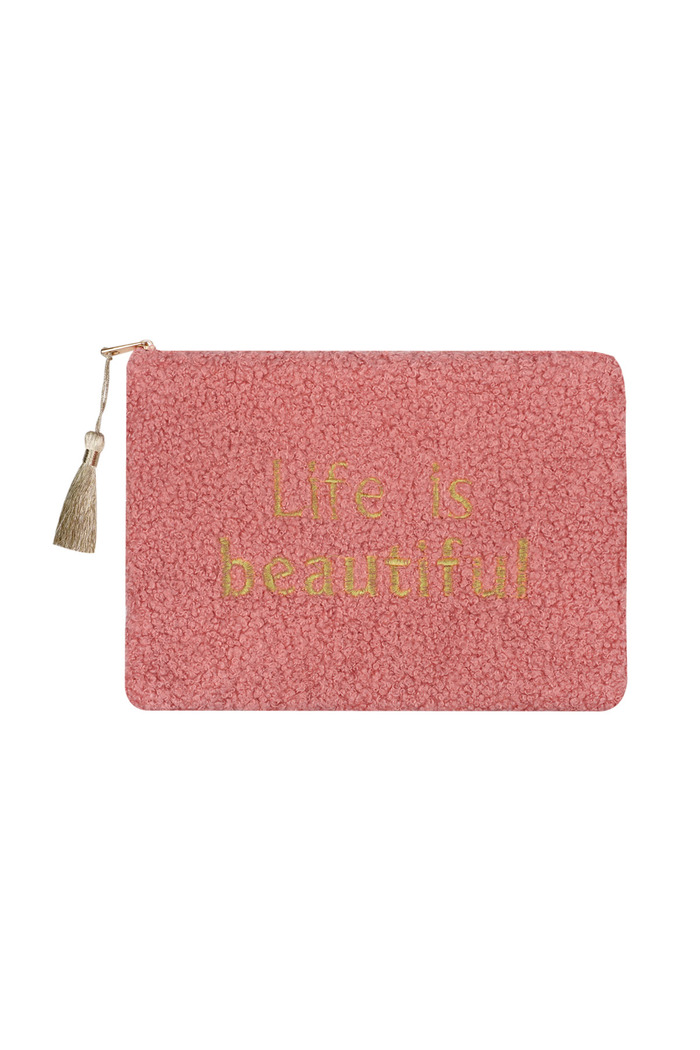 Trousse de maquillage teddy life is beautiful rose 