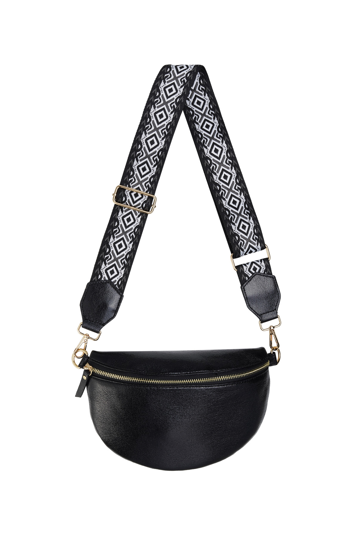 Shoulder bag with unique strap - black