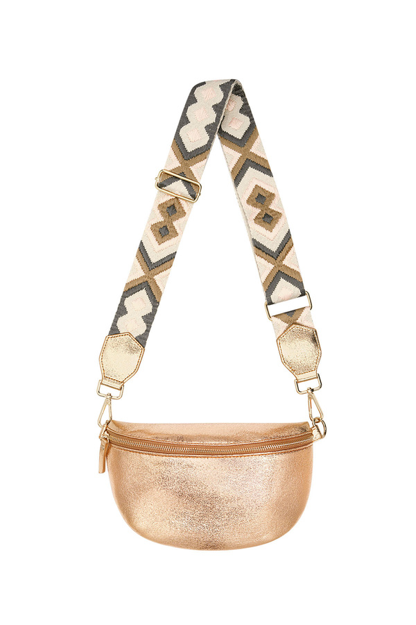 Pouch bag with colored strap gold