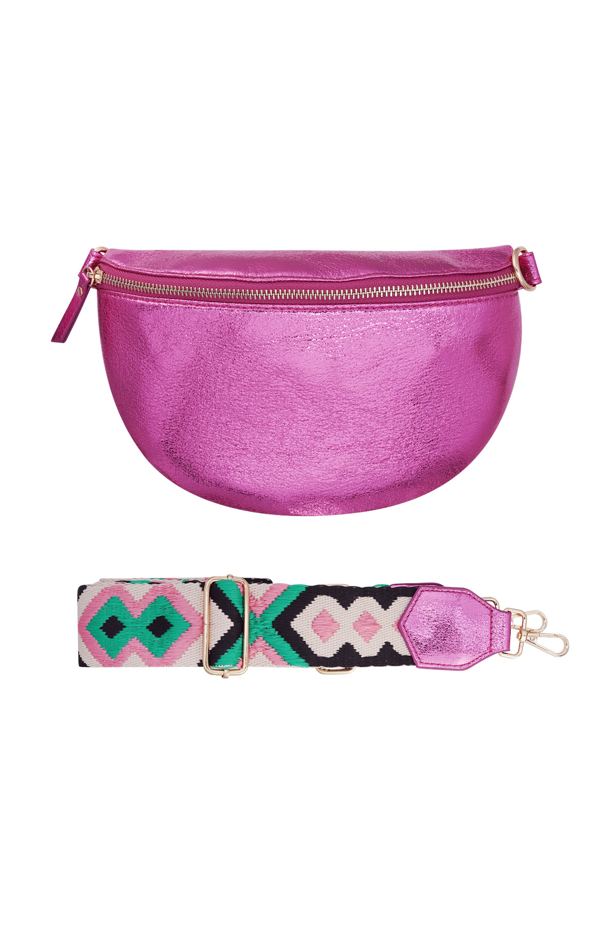 Shoulder bag with unique strap - pink
