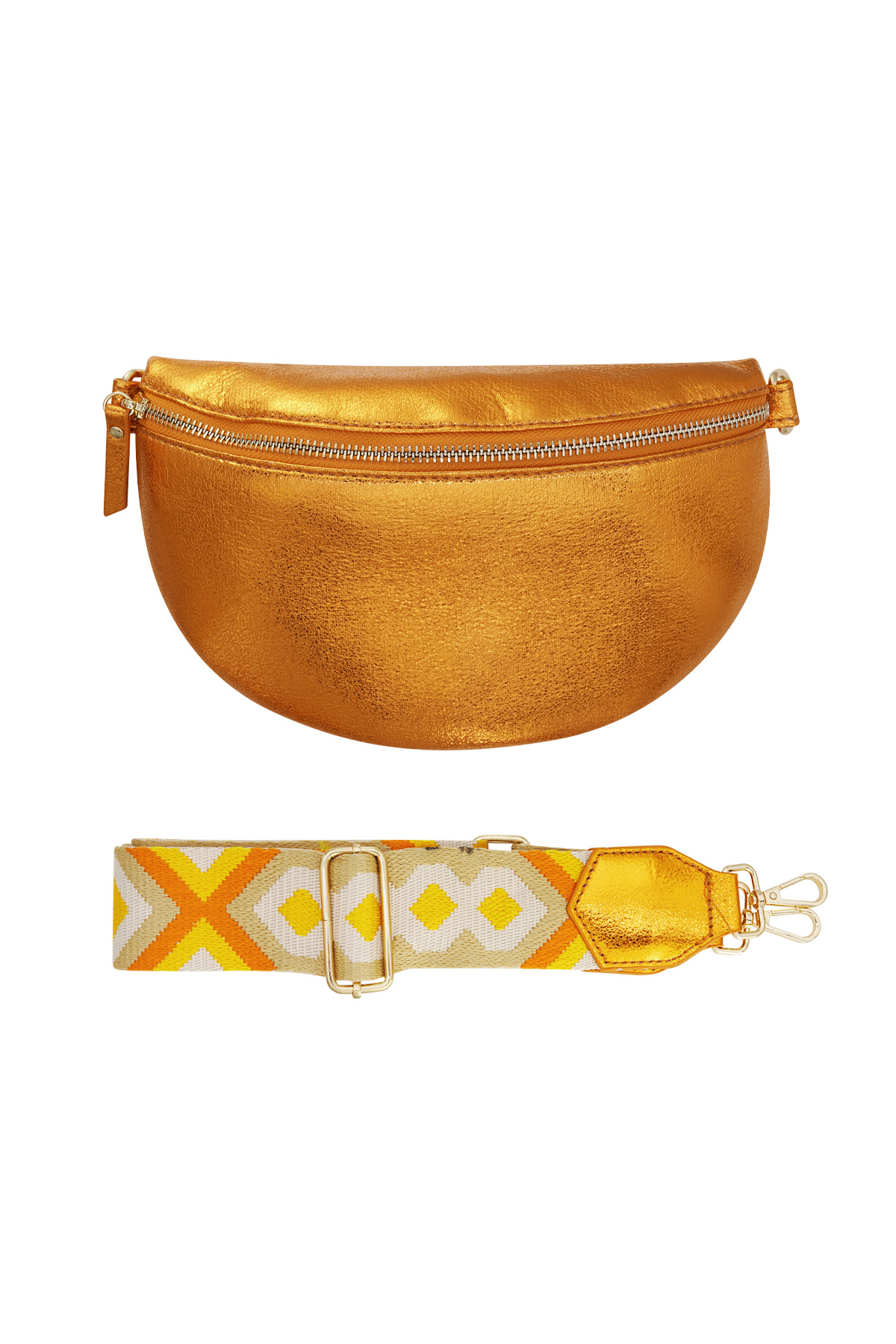 Shoulder bag with unique strap - orange