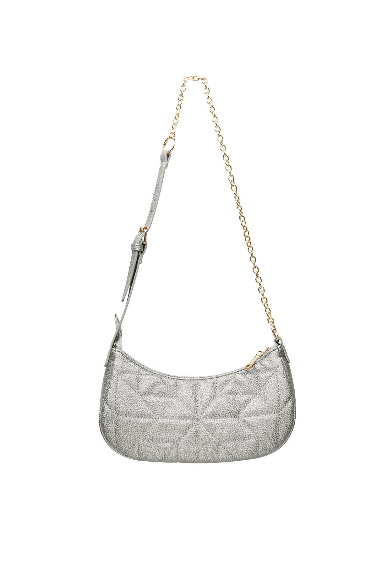 Stitched shoulder bag Gold Color hardware - gray