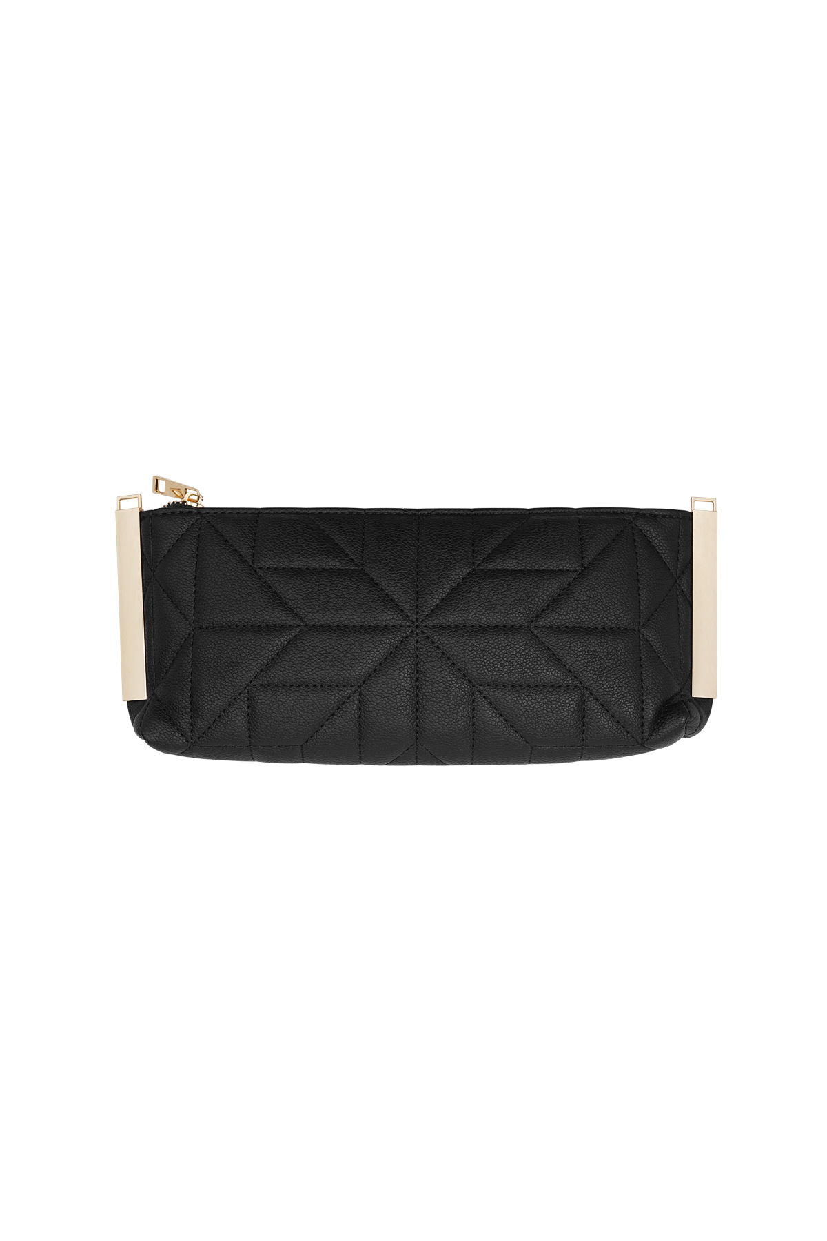 Genähte Clutch mit Goldbeschlägen – Schwarz h5 