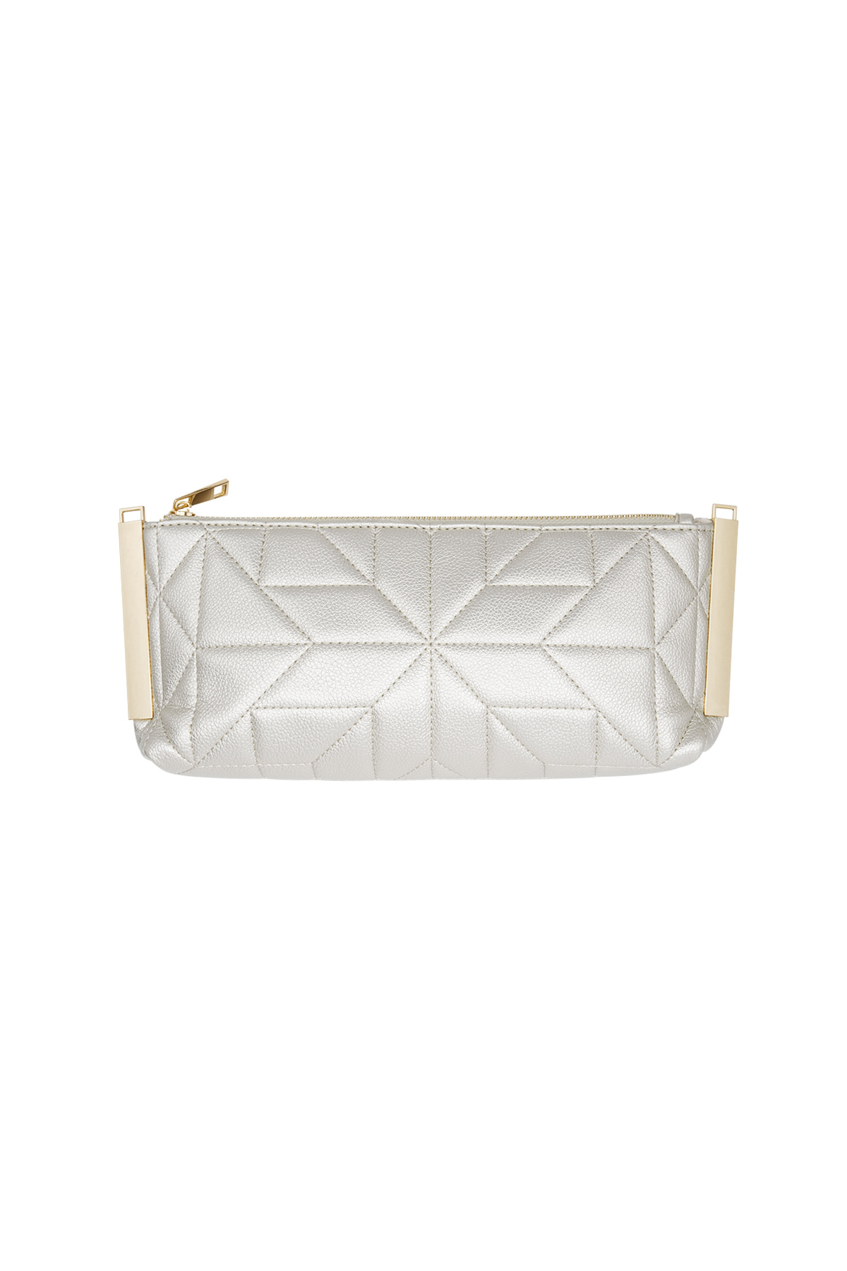 Stitched clutch with gold hardware - gold