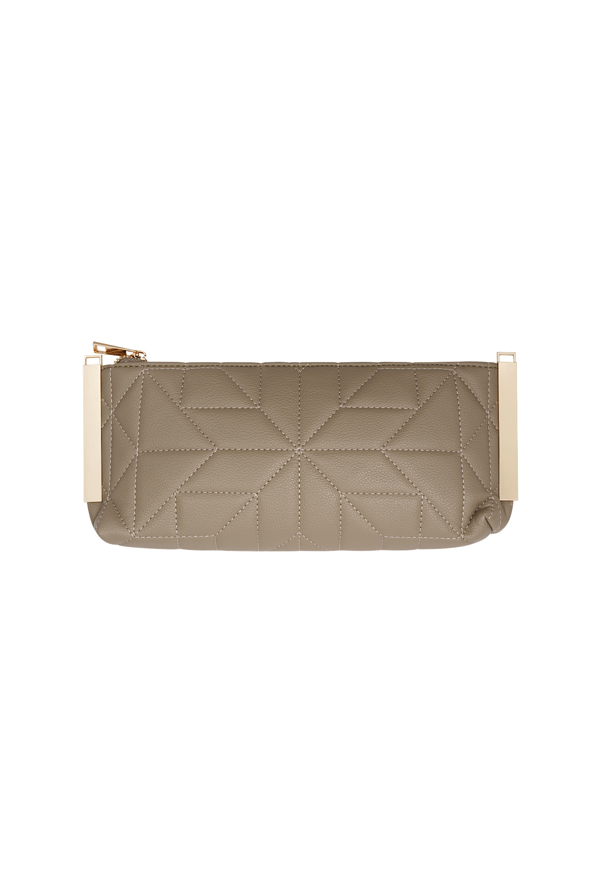 Genähte Clutch mit goldenen Beschlägen – Kamel h5 