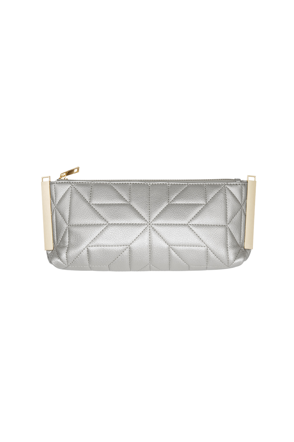 Genähte Clutch mit goldenen Beschlägen – Silber h5 