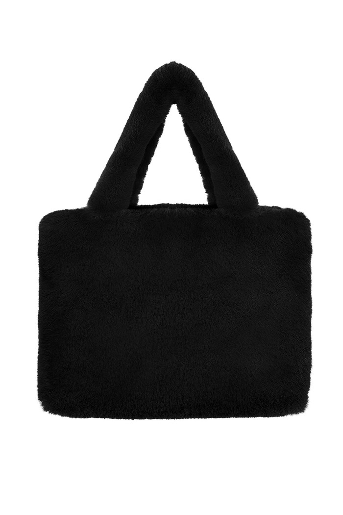 Faux fur city bag large - black 