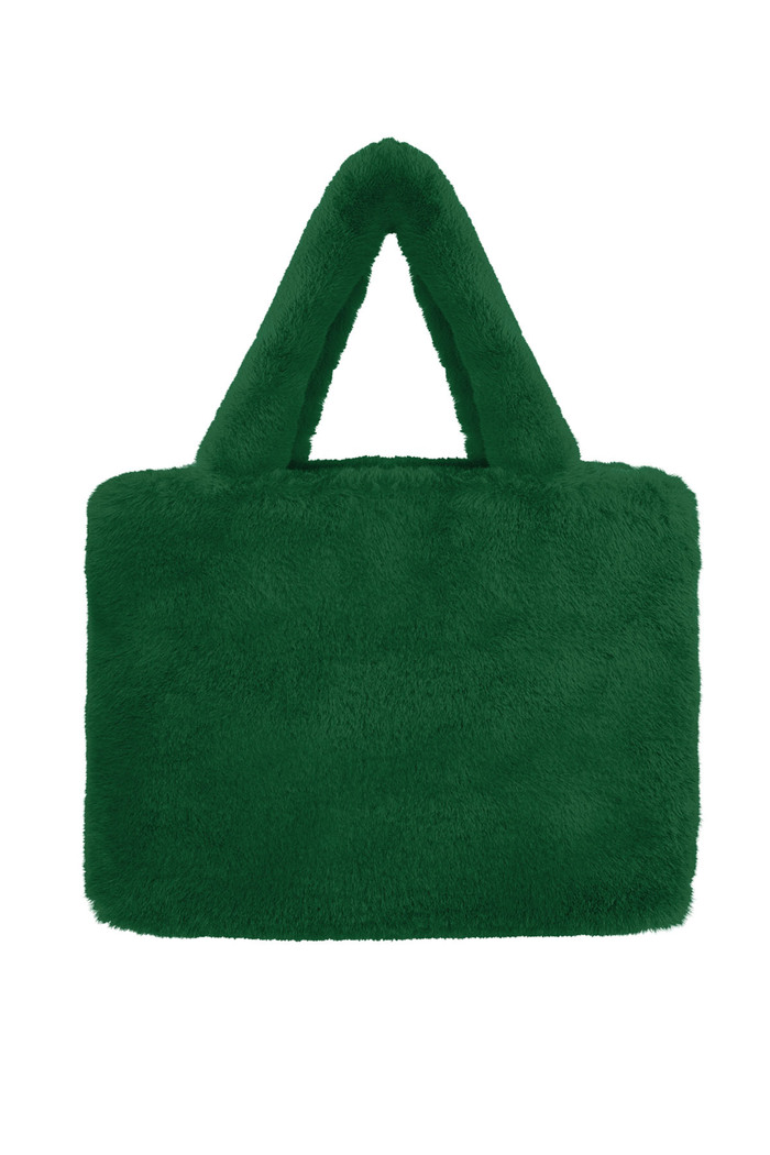 Faux fur city bag large - green 