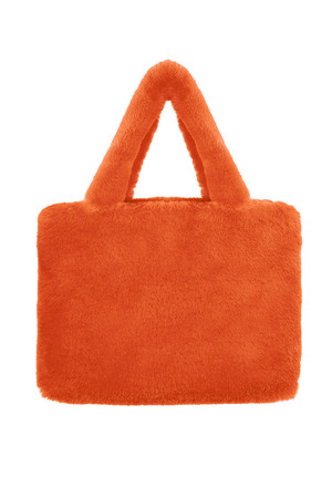 Faux fur city bag large - orange h5 