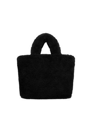 Faux fur city bag small - black h5 