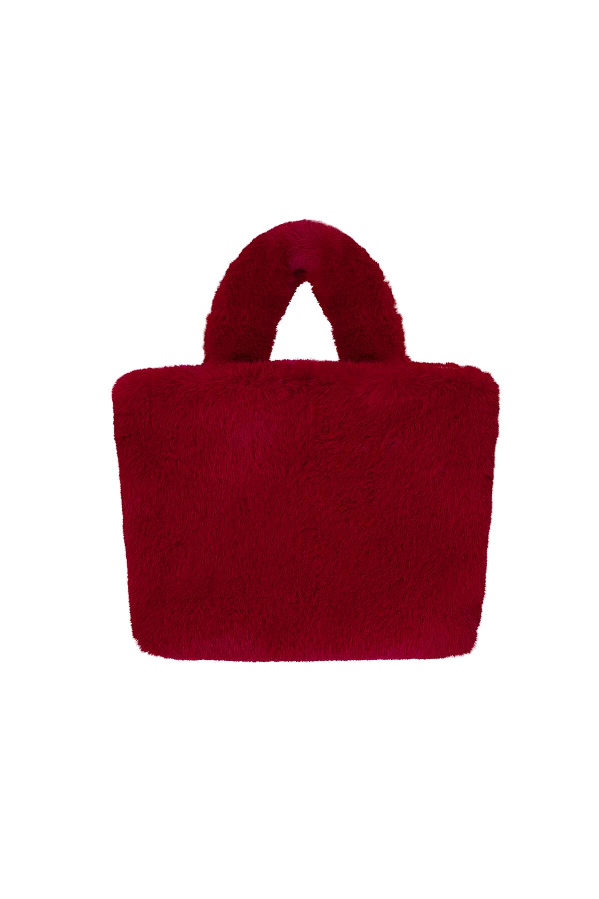 Faux fur city bag small - Wine red