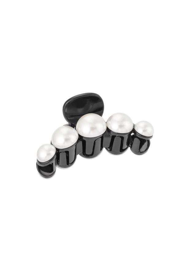 Hair clip large pearls - black