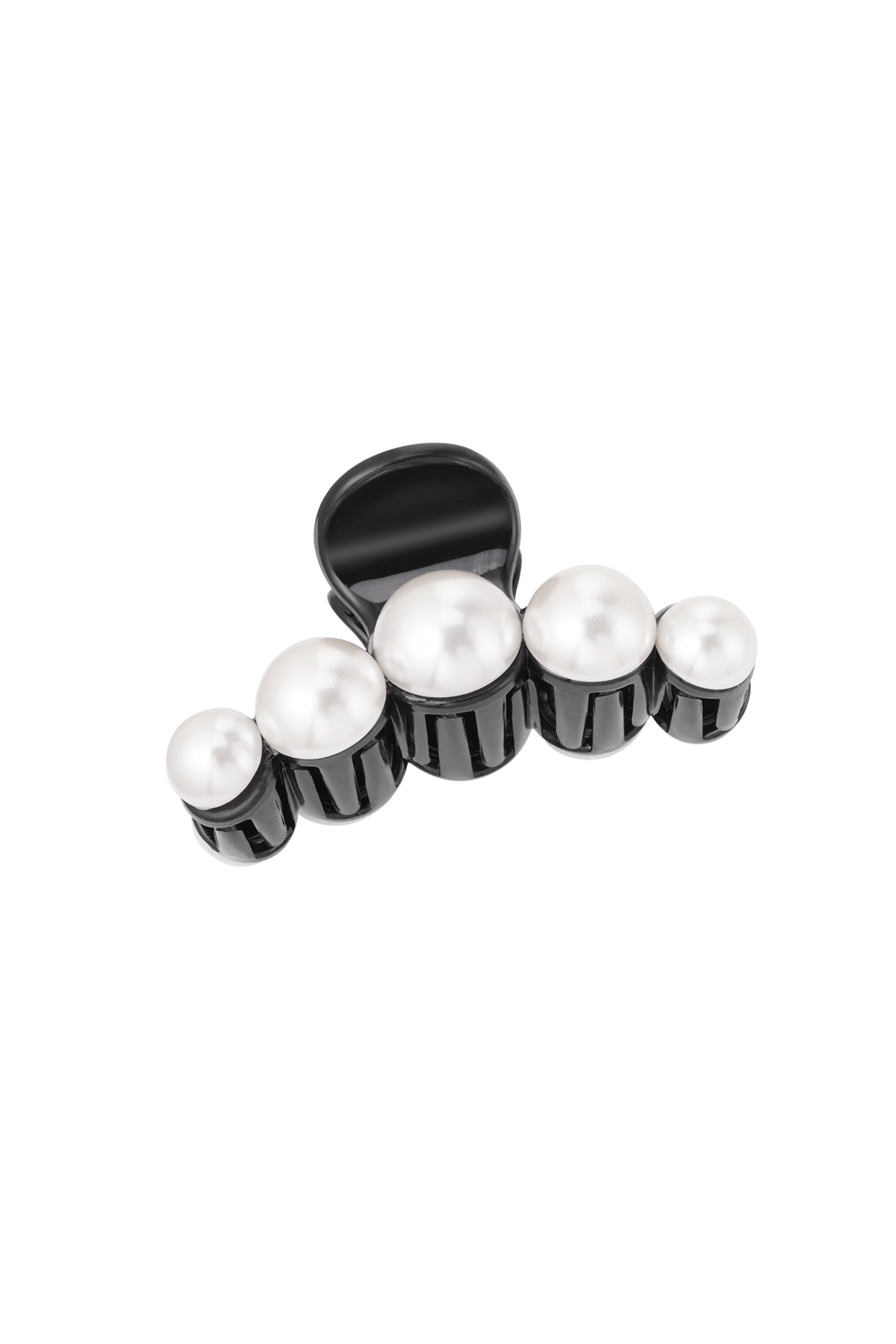 Hair clip large pearls - black