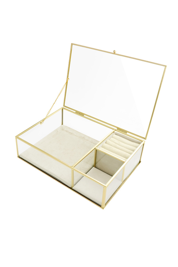 Glass three-compartment display - white