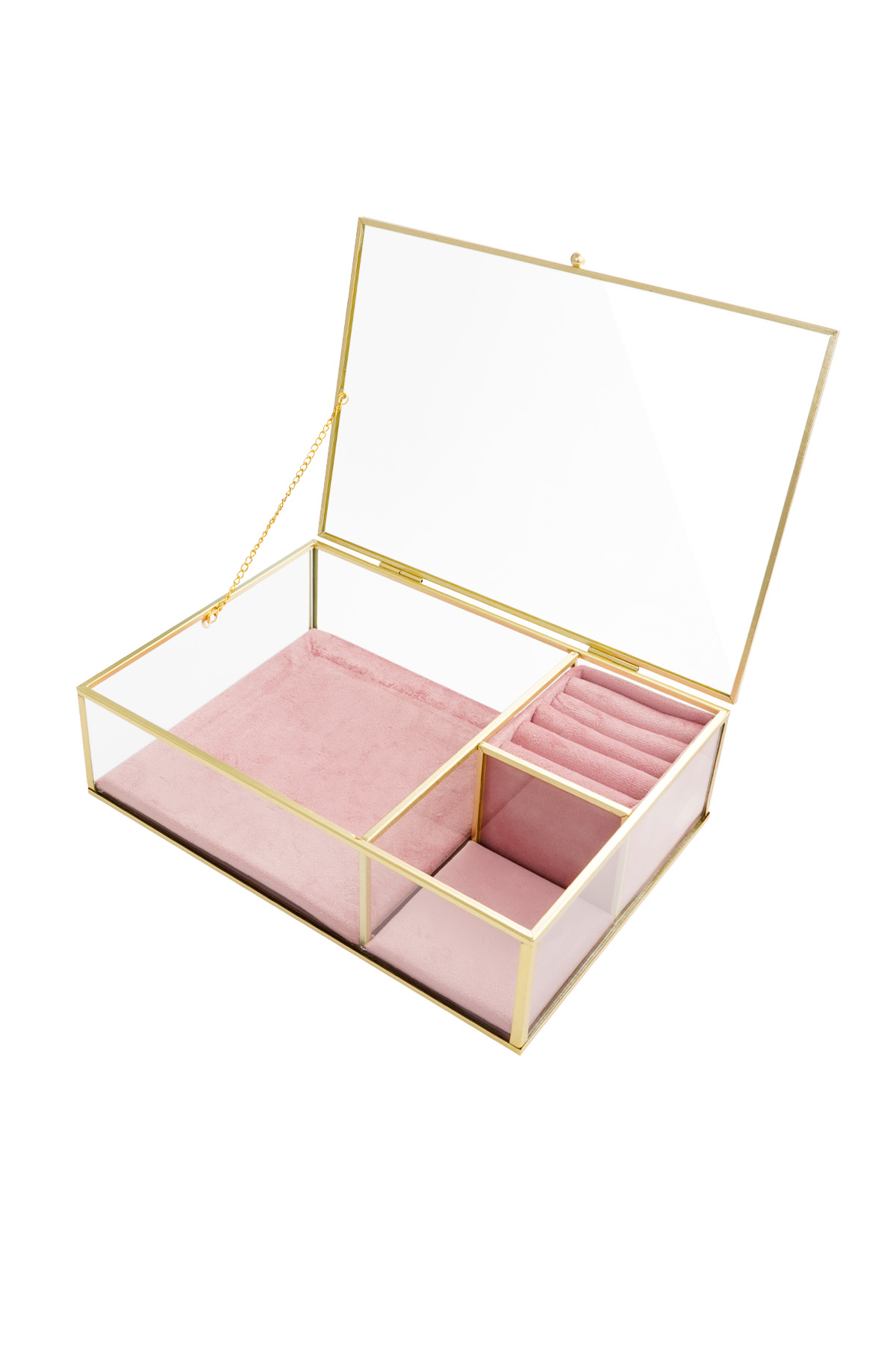 Glass three-compartment display - pink