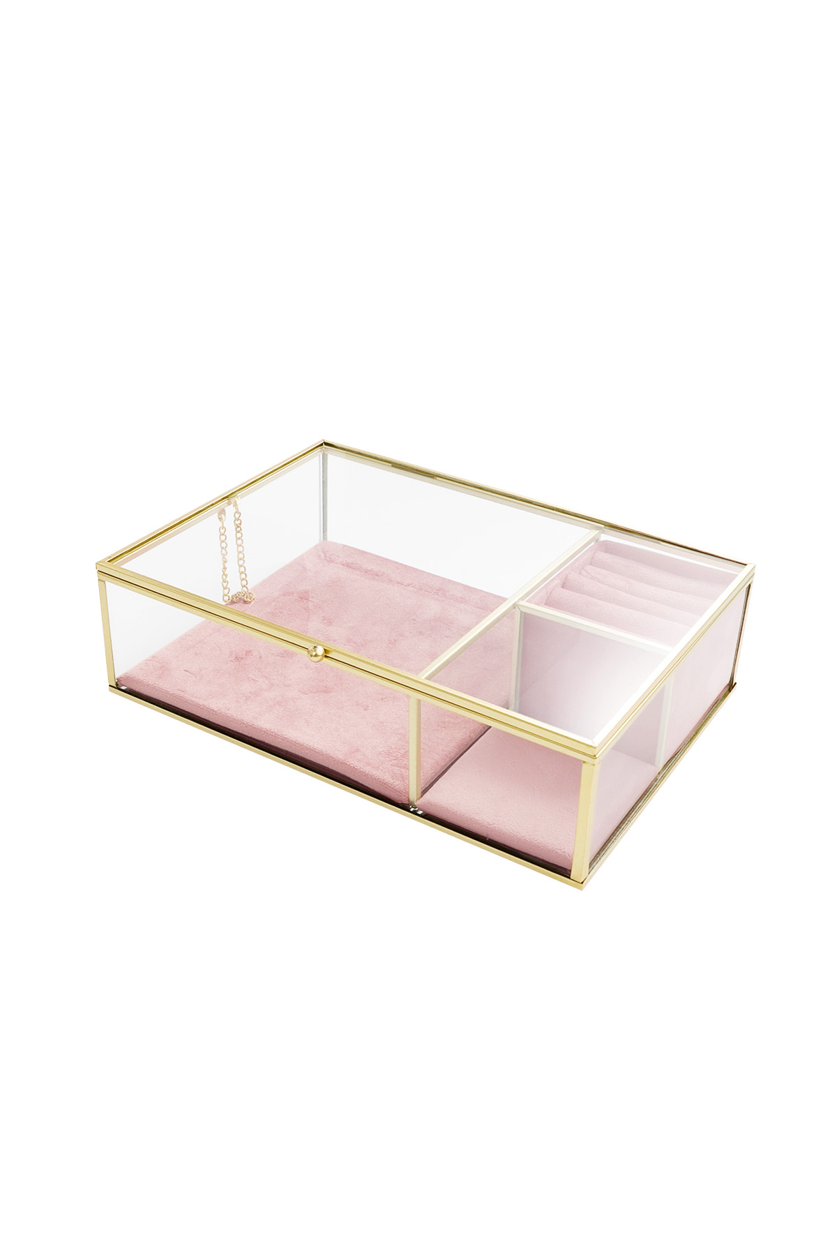 Glass three-compartment display - pink 2