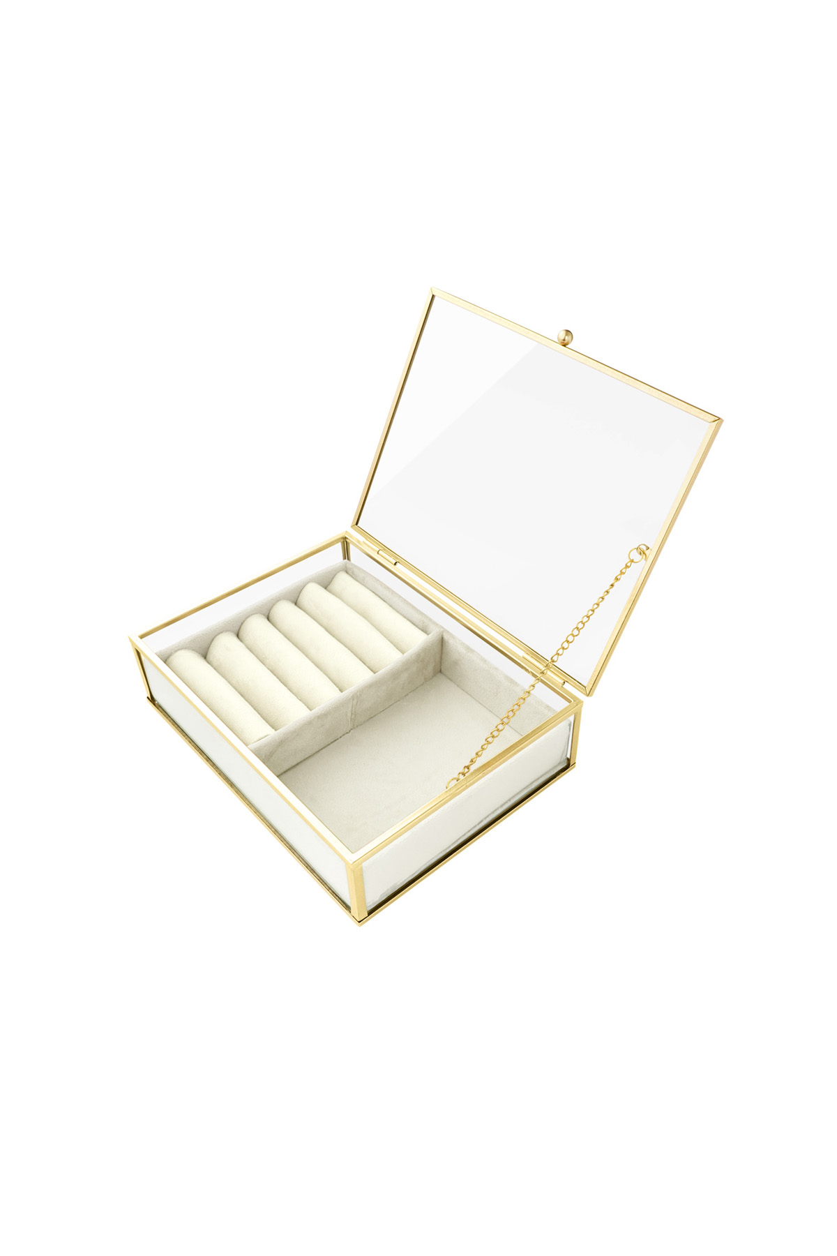 Glass two-compartment display - white