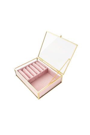 Glass two-compartment display - pink h5 