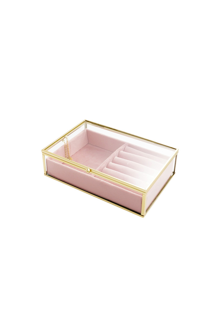 Expositor de cristal de dos compartimentos - rosa Imagen2