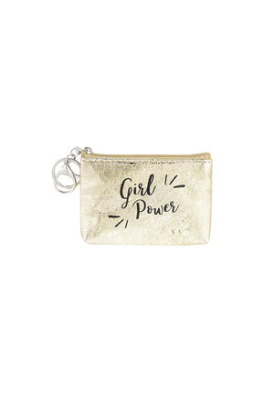 Porte-clés portefeuille métallisé girl power - doré h5 