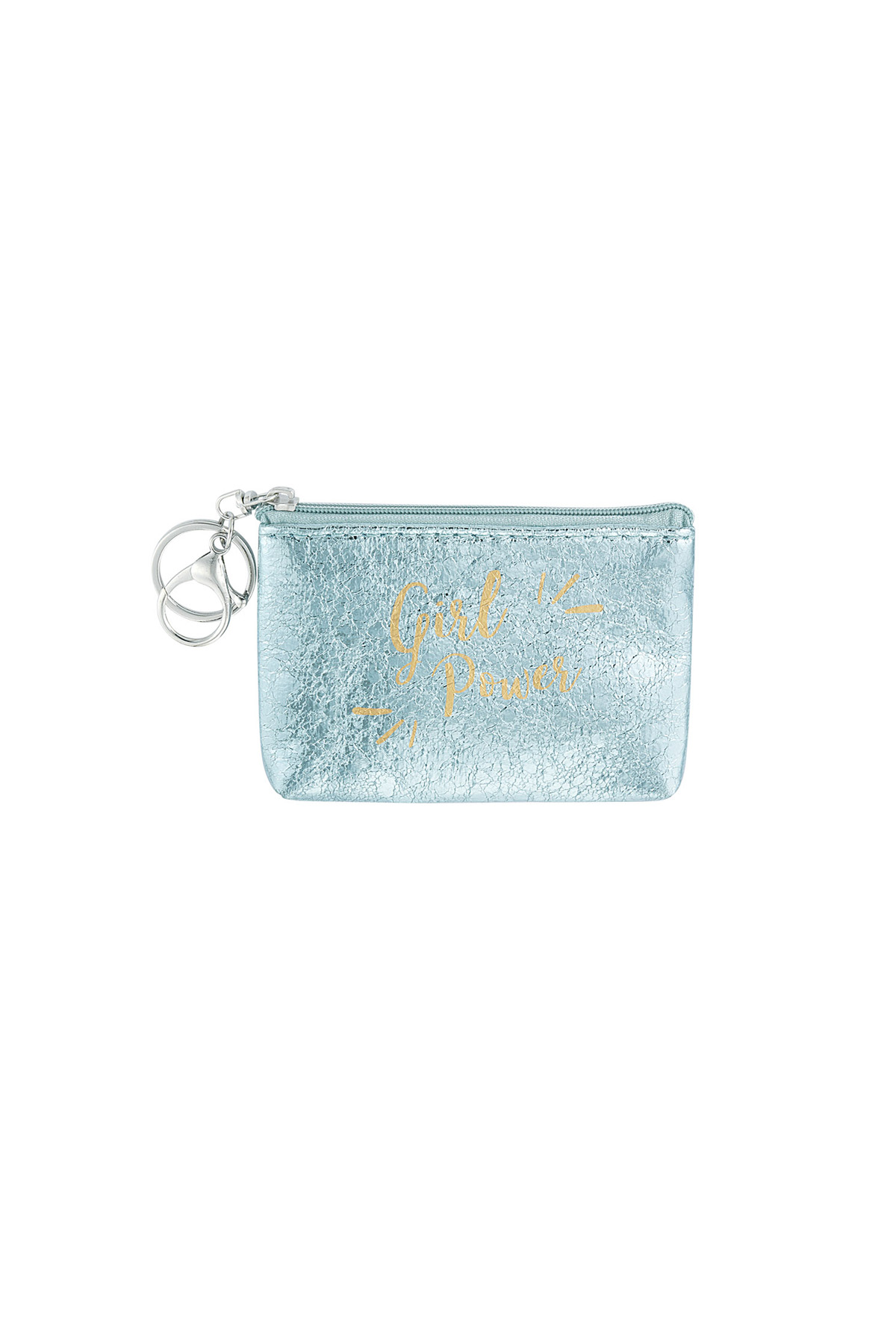 Keychain wallet metallic girl power - blue