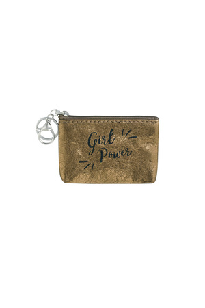 Porte-clés portefeuille métallisé girl power - marron h5 