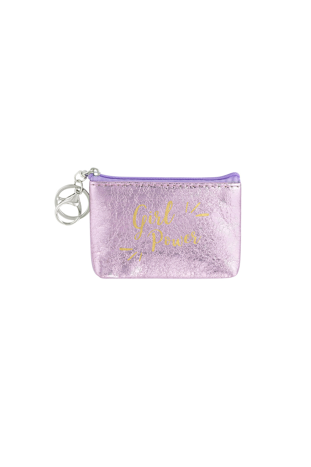 Keychain wallet metallic girl power - pink h5 