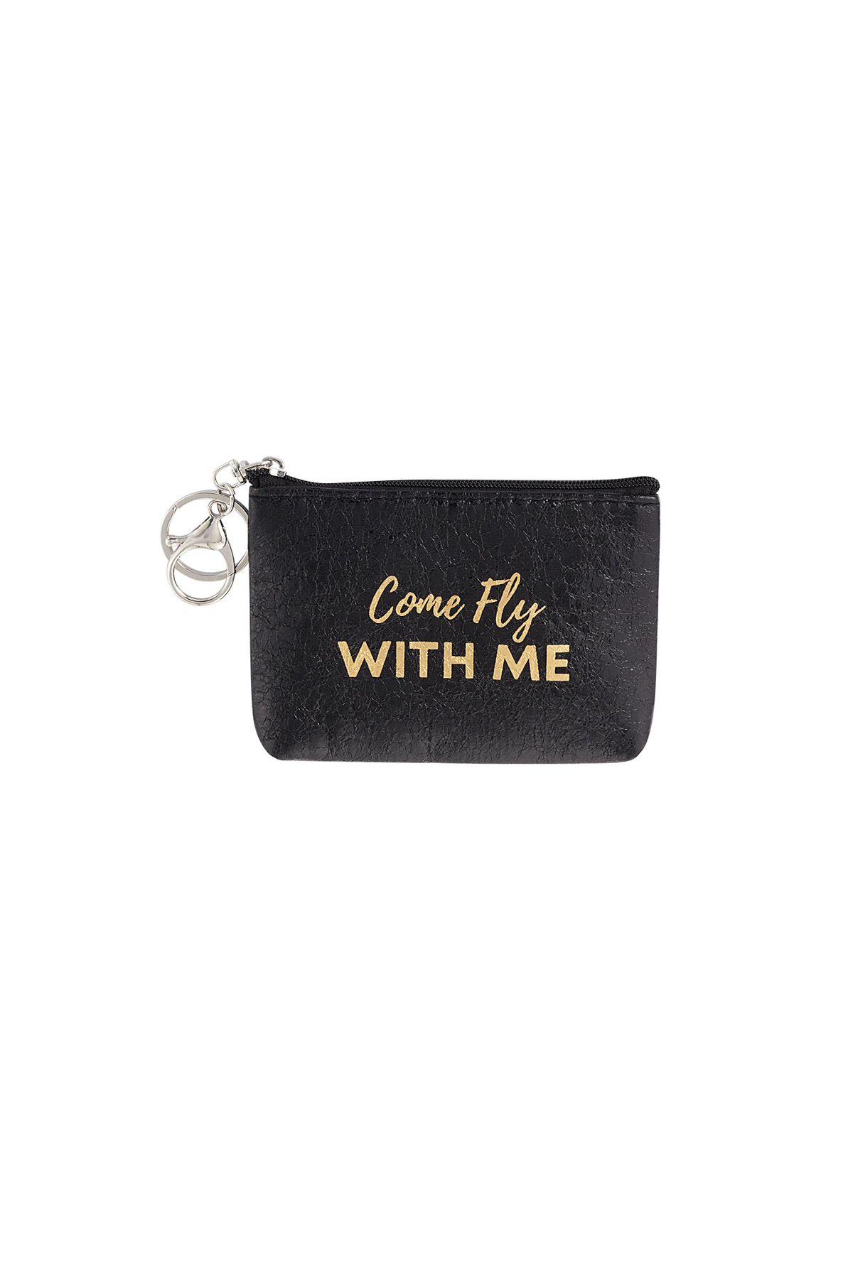 Keychain wallet metallic come fly with me - black h5 