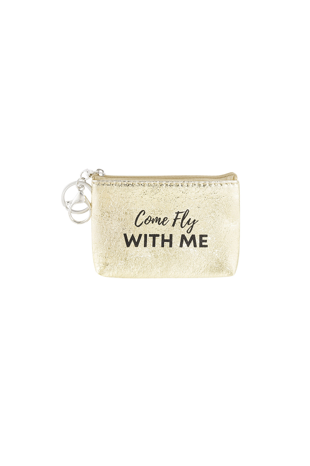 Sleutelhanger portemonnee metallic come fly with me - goud