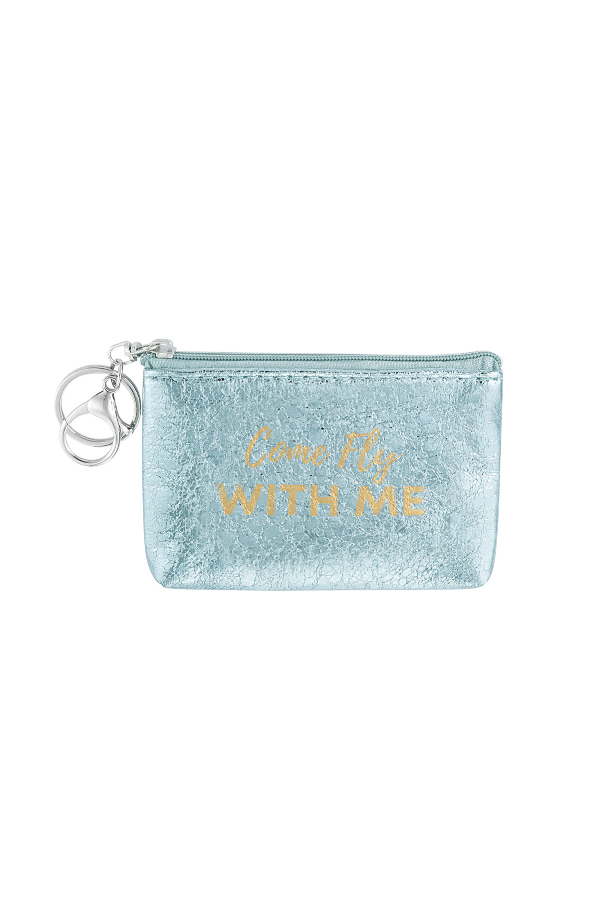 Sleutelhanger portemonnee metallic come fly with me - blauw h5 