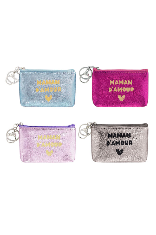 Keychain wallet metallic maman d'amour - pink