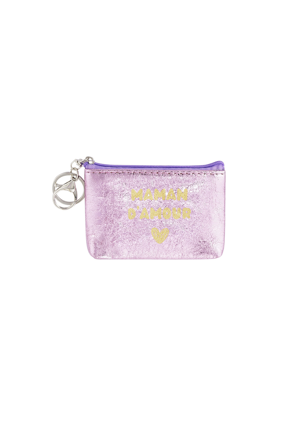Keychain wallet metallic maman d'amour - pink h5 