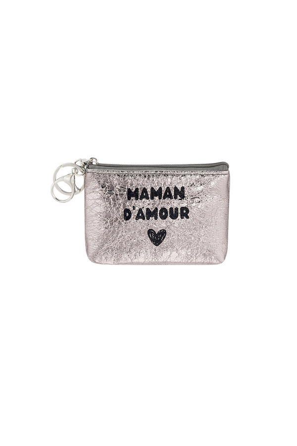 Keychain wallet metallic maman d'amour - silver