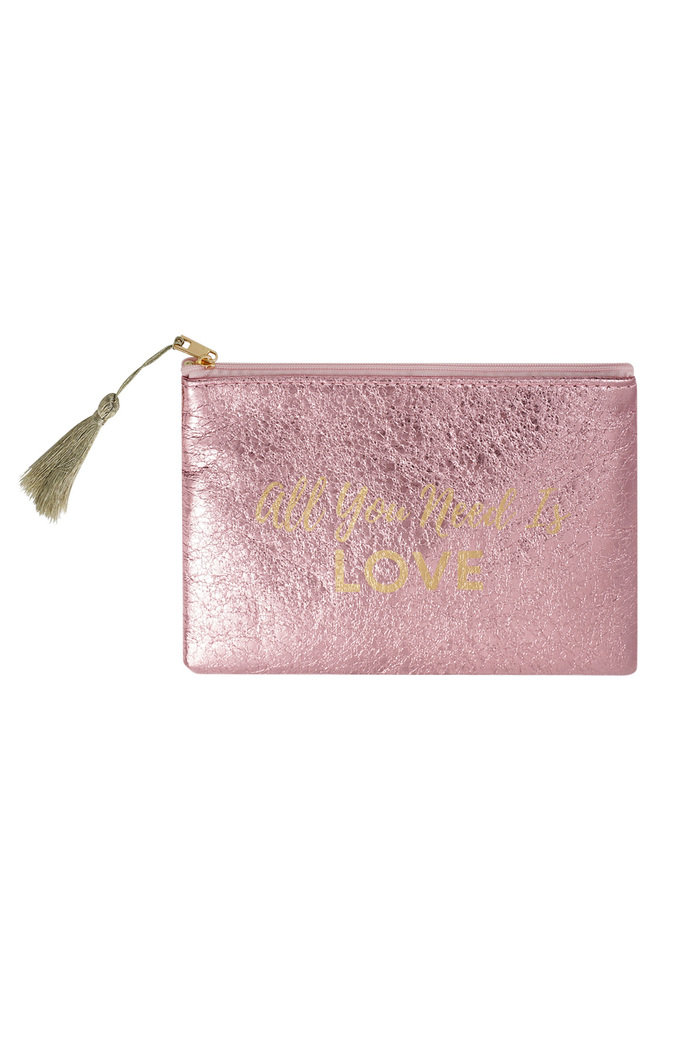 Make-up tas metallic all you need is love - roze 