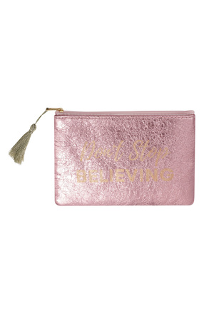 Make-up bag metallic don't stop believing - pink h5 