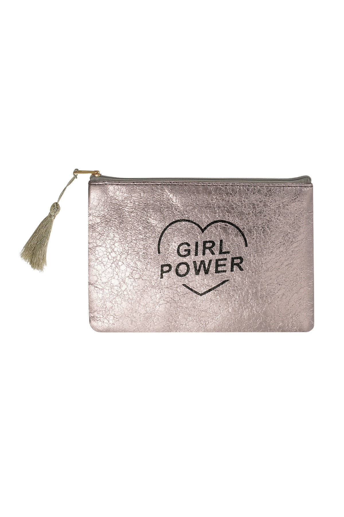 Make-up bag metallic girl power - gray
