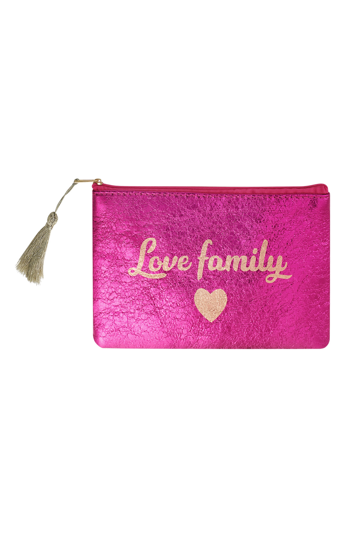 Trousse de maquillage métallisée love family - rose 2