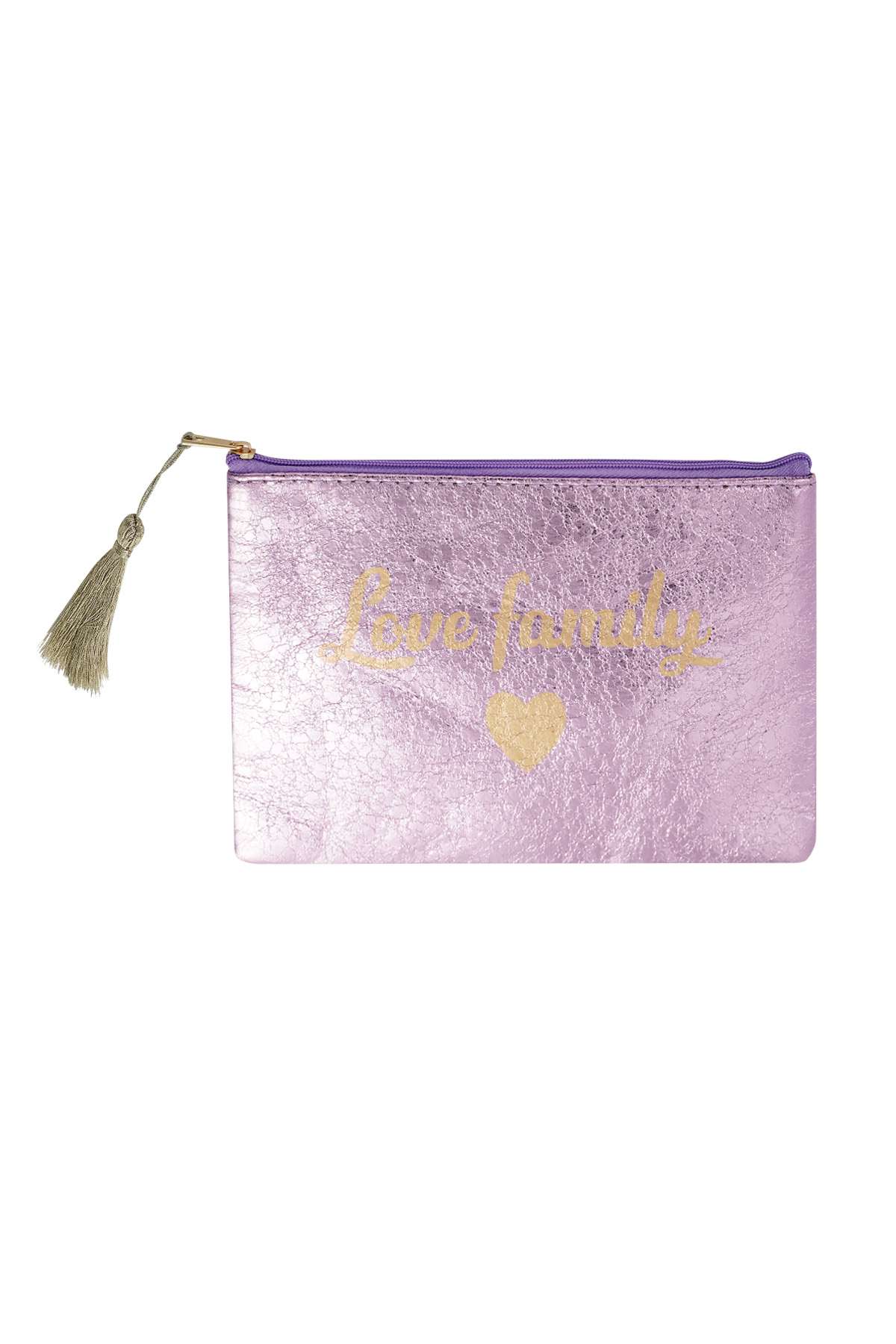 Make-up bag metallic love family - purple