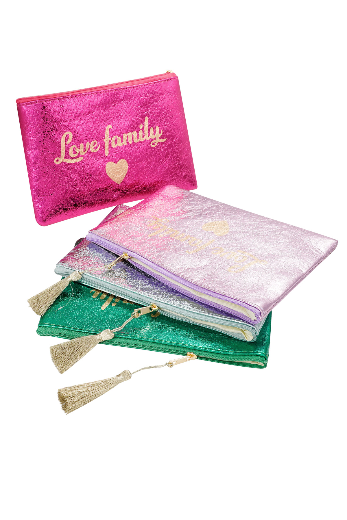 Make-up bag metallic love family - green Picture3