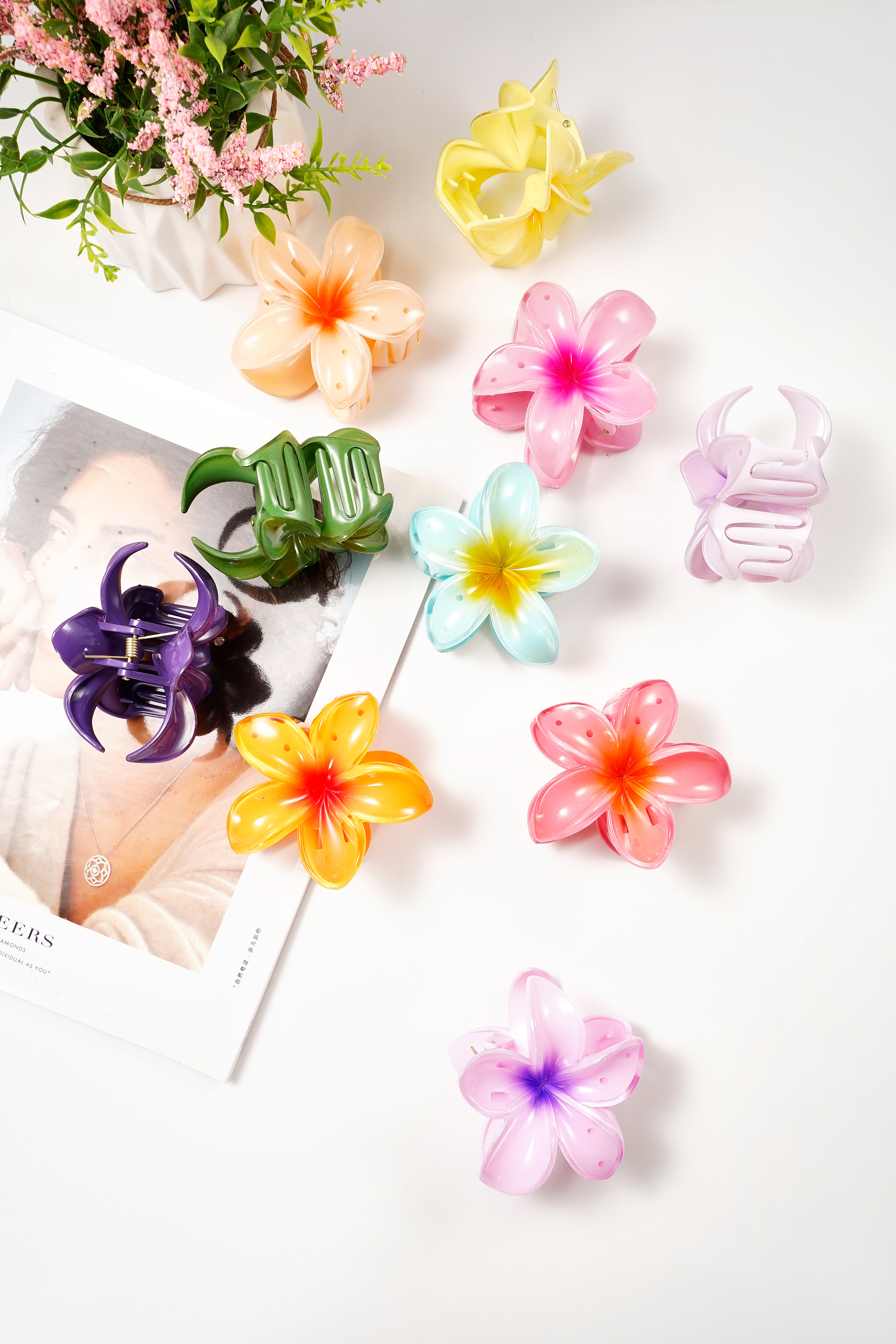 Hair clip with gradient flower Hawaii love h5 Picture4